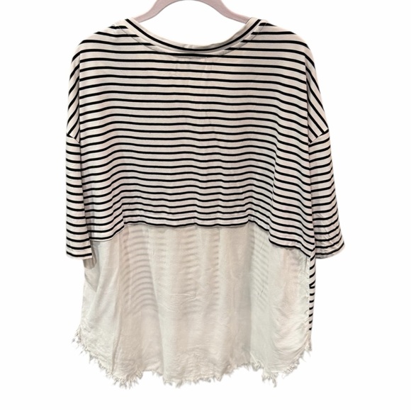 Umgee Striped Long Sleeve Top with Lace Hem - Picture 2 of 3